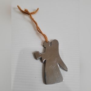 Vintage  MCM XMAS TREE ORNAMENT Pewter ANGEL 3.5" Tall.